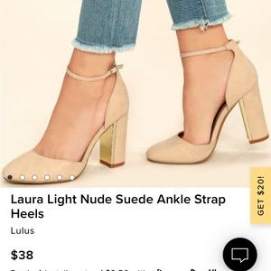 Lulu’s Laura Light Nude Suede Ankle Strap Heels